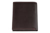 Vue de dos portefeuille Zippo en cuir marron fermé avec logo Zippo