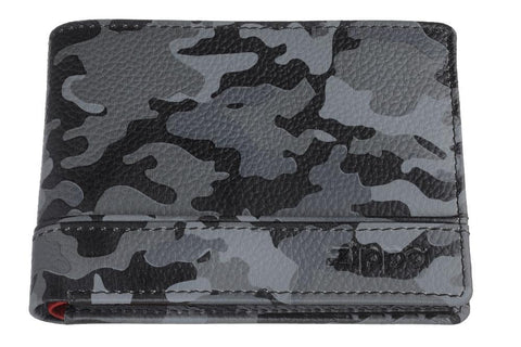 Vue de face portefeuille Zippo cuir motif camouflage gris avec logo Zippo