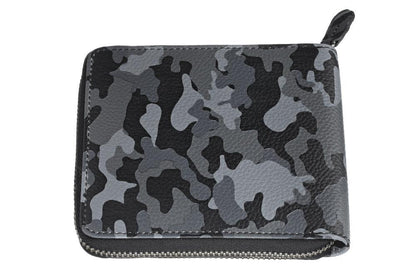 Vue de dos Portefeuille Zippo gris camouflage avec fermeture à glissière