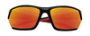 Vista frontal de las gafas de sol Zippo con montura negra y lentes naranjas