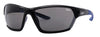 Vista frontal 3/4 de las gafas de sol Zippo con montura azul y cristales negros