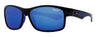 Vista frontal 3/4 gafas de sol deportivas Zippo negras y azules