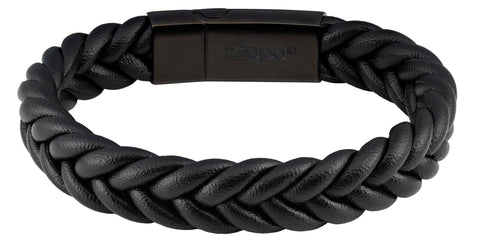 Vue de face bracelet avec lettrage Zippo sur l'intérieur du fermoir