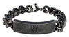 Bracelet en acier inoxydable avec maillons épais et plaque au milieu avec flamme Zippo