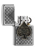 Briquet Zippo chromé emblème pique, ouvert