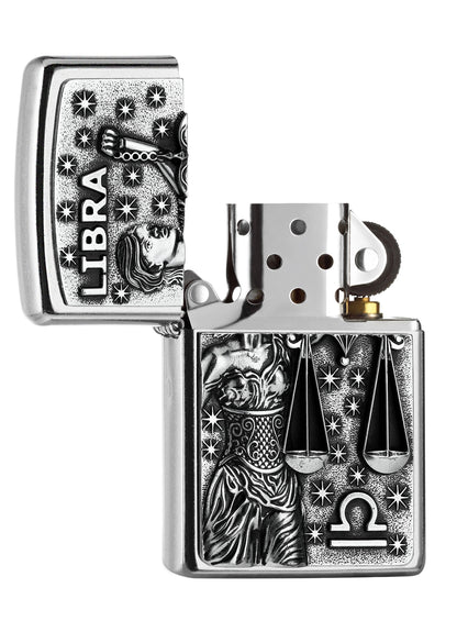 Briquet Zippo vert mat avec gravure anneaux d'arbres et sapins au-dessus, ouvert