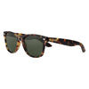 Vista frontal 3/4 de las gafas de sol Zippo negras con lentes leopardo