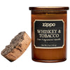 Bougie Zippo Whiskey and Tobacco marron avec couvercle en liège, ouvert