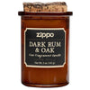 Vue de face bougie Zippo Dark Rum and Oak marron avec couvercle en liège