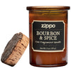 Bougie Zippo Dark Bourbon and Spice marron avec couvercle en liège, ouvert
