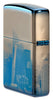 Seitenansicht hinten 3/4 Winkel Zippo Feuerzeug 360 Grad poliert blau mit New York Skyline Empire State Building Online Only