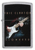 Encendedor Zippo vista frontal cromada con imagen coloreada de Eric Clapton tocando la guitarra