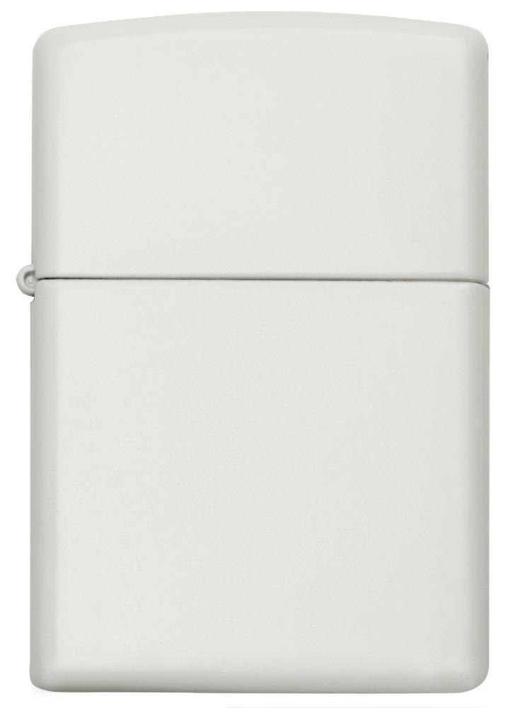 Vue de face briquet Zippo blanc mat modèle de base