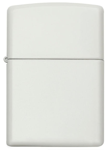 Vue de face briquet Zippo blanc mat modèle de base