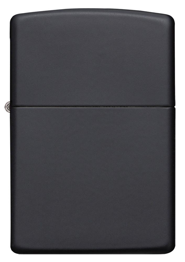 Vue de face briquet Zippo Media Chrome Black Matte