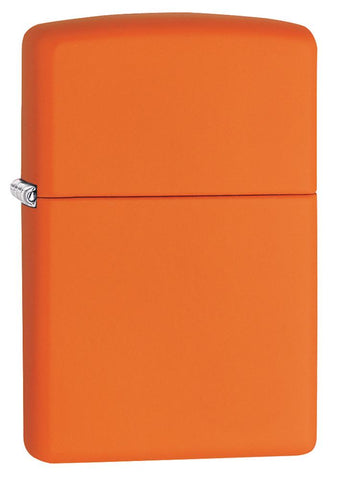 Vue de face 3/4 briquet Zippo Orange Matt modèle de base