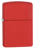 Vue de face 3/4 briquet Zippo Red Matte avec logo Zippo