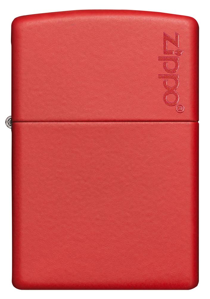 Vue de face briquet Zippo Red Matte avec logo Zippo