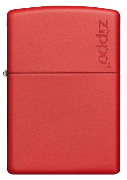 Vue de face briquet Zippo Red Matte avec logo Zippo