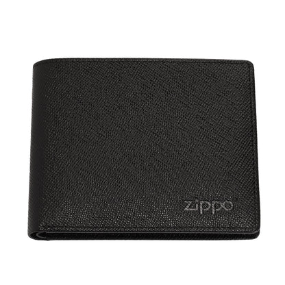 Vue de face portefeuille Zippo en cuir Saffiano avec logo Zippo