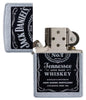 Briquet Zippo chromé avec logo Jack Daniel's noir, ouvert