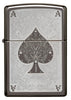 Vue de face briquet Zippo Black Ice avec gravure au laser carte as de pique