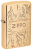 Encendedor Zippo vista frontal ¾ de ángulo de latón cepillado en aspecto de mármol con el logotipo