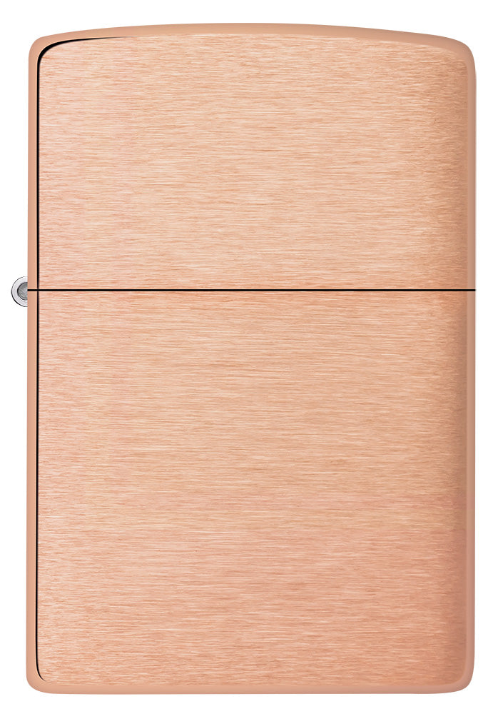 Encendedor Zippo Vista Frontal Modelo Básico en Cobre Sólido Cepillado