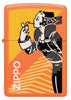 Zippo Feuerzeug Frontansicht Orange Matt mit rauchender Windy und Logo