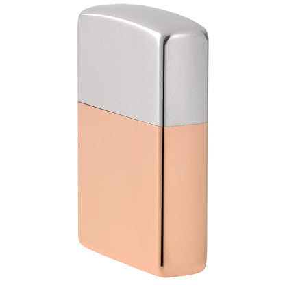 ¾ vista del encendedor Zippo Bimetal Case Copper storm