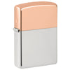 ¾ vista del encendedor Zippo Bimetal Case Silver storm