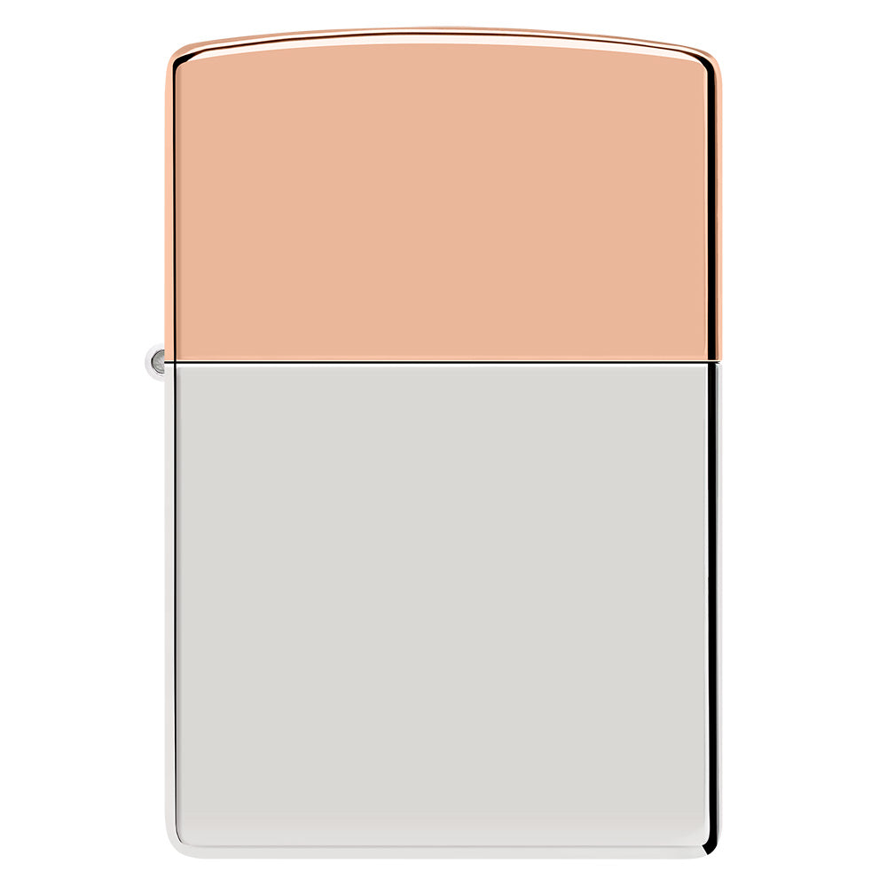 Vista frontal del encendedor Zippo Bimetal Case Silver storm