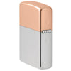 ¾ vista del encendedor Zippo Bimetal Case Silver storm