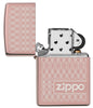 Zippo Feuerzeug hochglanzpoliert Rose Gold Geometric Pattern Wellen Logo Online Only geöffnet ohne Flamme