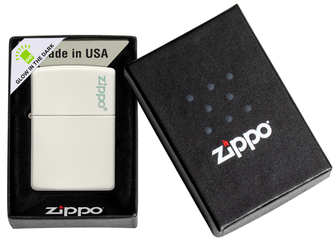 Mechero a prueba de viento Zippo Glow In Dark Zippo Logo en su caja de regalo