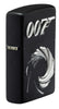 Frontansicht Winkel Zippo Feuerzeug James Bond 007 schwarz matt mit Logo als Texturdruck Online Only