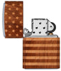 Briquet Zippo chromé Woodchuck drapeau USA 360°, ouvert