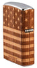 Vue de côté dos briquet Zippo chromé Woodchuck drapeau USA 360°