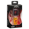 Vue de côté coffret cadeau briquet whisky Fireball avec verre à schnaps