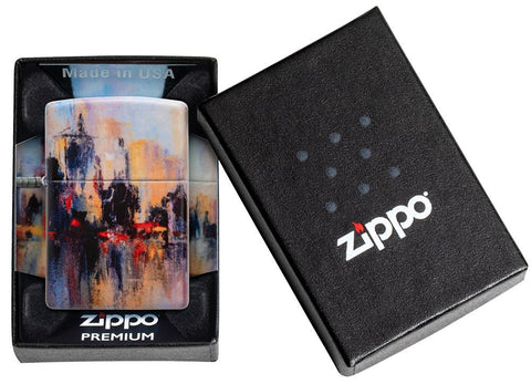 Zippo Feuerzeug 540 Grad City Skyline Design wie ein Gemälde Online Only in offener Premium Schachtel
