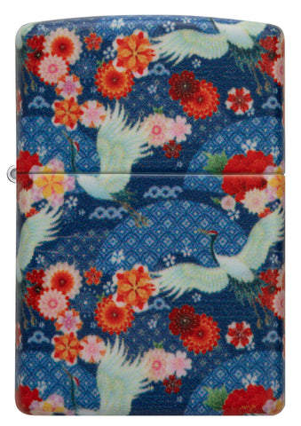 Vista frontal del mechero a prueba de viento Kimono Design que representa el traje tradicional japonés
