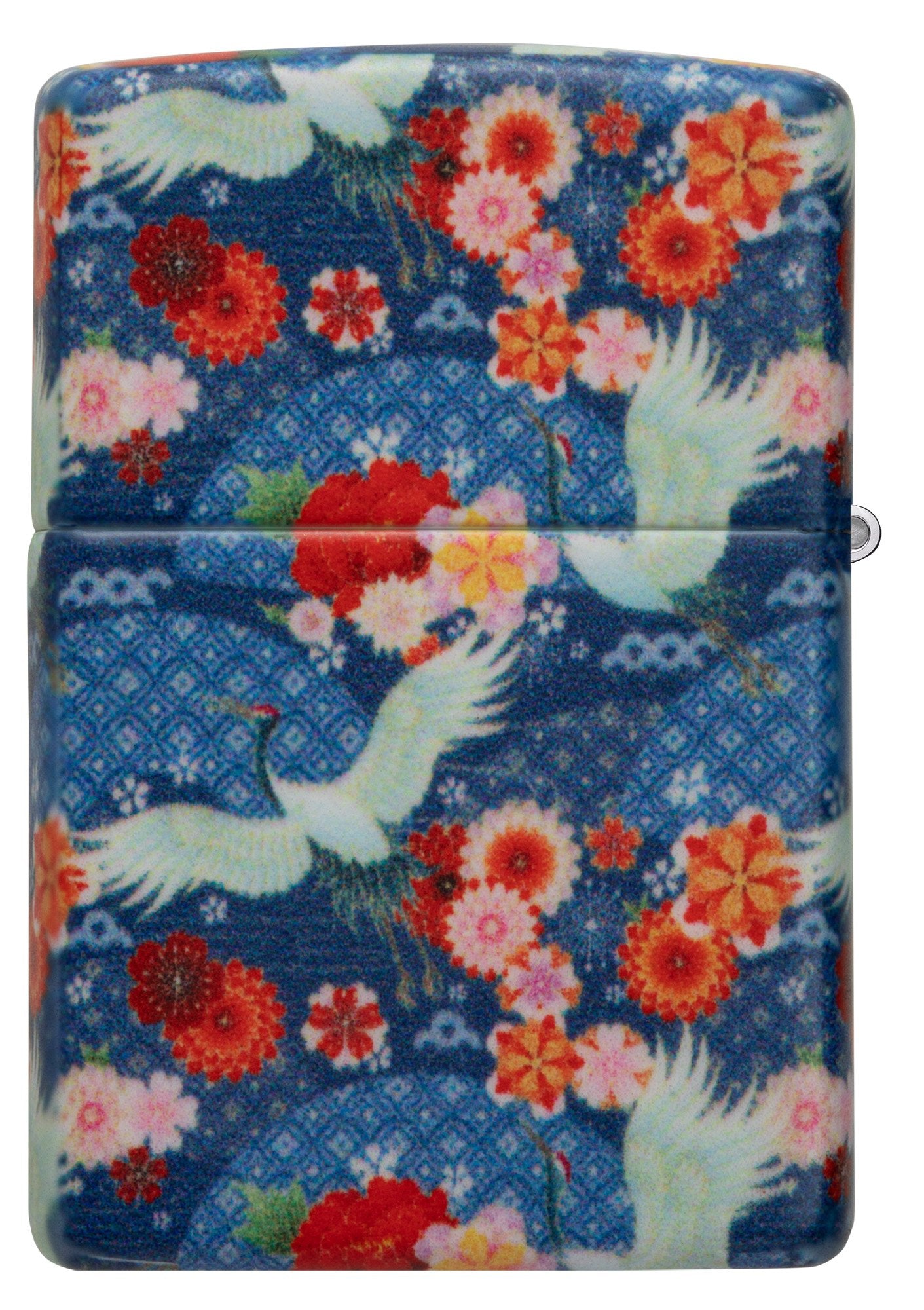 Vista de la parte trasera del mechero a prueba de viento Kimono Design que representa el traje tradicional japonés