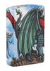 Vue de dos briquet Zippo blanc mat 540° Color Image avec ailes de dragon