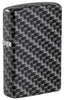 Vue de face 3/4 briquet Zippo blanc mat avec 540° Color Image et motif à carreaux rectangulaires