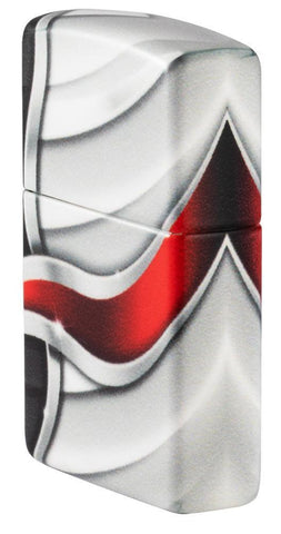 Vue de côté briquet Zippo blanc mat avec flamme Zippo en 540° Color Image