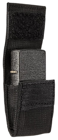 Vue de côté étui à briquet Zippo avec briquet Black Crackle