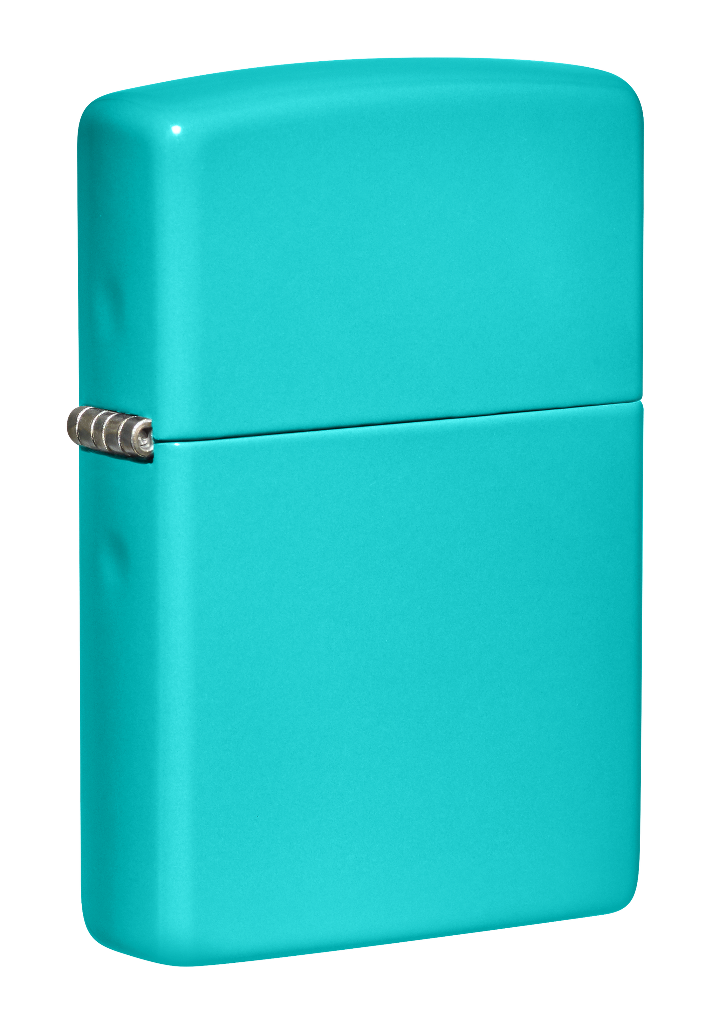 Vista de tres cuartos del mechero a prueba de viento Zippo Flat Turquoise