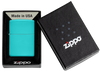 Mechero a prueba de viento Zippo Flat Turquoise en su caja de regalo