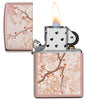 Zippo Feuerzeug Osterzweig mit Kirschblüten Rose Gold Online Only geöffnet mit Flamme