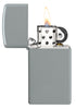 ippo Feuerzeug Slim Flat Gray Grau Matt geöffnet mit Flamme